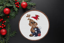 Load image into Gallery viewer, Christmas cross stitch pattern, Modern cross stitch pattern, Merry Christmas cross stitch pattern, New year, Rudolph
