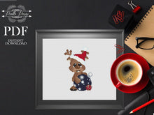 Load image into Gallery viewer, Christmas cross stitch pattern, Modern cross stitch pattern, Merry Christmas cross stitch pattern, New year, Rudolph
