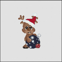 Load image into Gallery viewer, Christmas cross stitch pattern, Modern cross stitch pattern, Merry Christmas cross stitch pattern, New year, Rudolph
