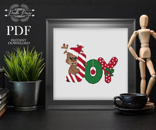 Load image into Gallery viewer, Christmas cross stitch pattern, Modern cross stitch pattern, Merry Christmas cross stitch pattern, New year, Rudolph
