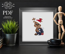 Load image into Gallery viewer, Christmas cross stitch pattern, Modern cross stitch pattern, Merry Christmas cross stitch pattern, New year, Rudolph
