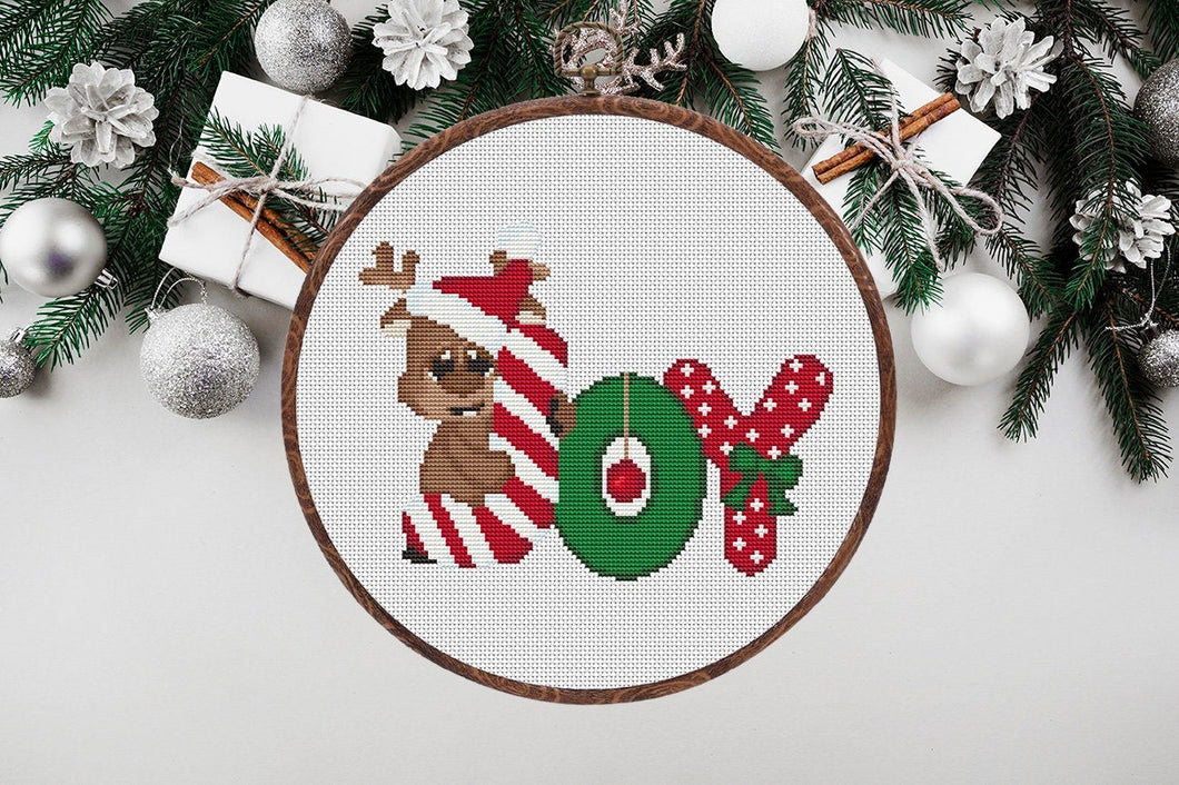 Christmas cross stitch pattern, Modern cross stitch pattern, Merry Christmas cross stitch pattern, New year, Rudolph