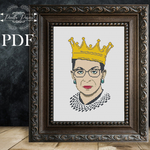 Ruth Bader Ginsburg Cross Stitch Pattern, Female Cross Stitch, Quotes Pattern, Subversive Cross stitch pattern,  PDF Download