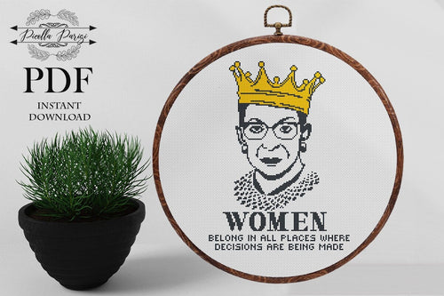 Ruth Bader Ginsburg Cross Stitch Pattern, Female Cross Stitch, Quotes Pattern, Subversive Cross stitch pattern,  PDF Download