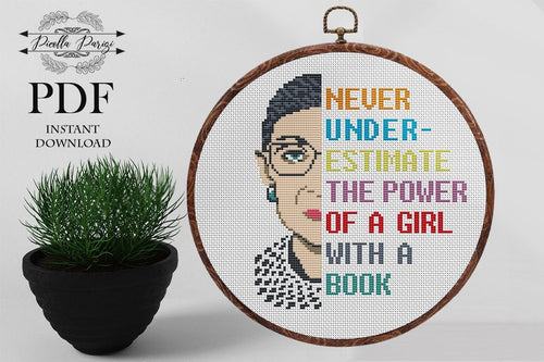 Ruth Bader Ginsburg Cross Stitch Pattern, Female Cross Stitch, Quotes Pattern, Subversive Cross stitch pattern, Never underestimate