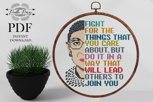 Ruth Bader Ginsburg Cross Stitch Pattern, Female Cross Stitch, Quotes Pattern, Subversive Cross stitch pattern,  PDF Download