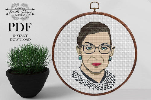 Ruth Bader Ginsburg Cross Stitch Pattern, Female Cross Stitch, Quotes Pattern, Subversive Cross stitch pattern,  PDF Download