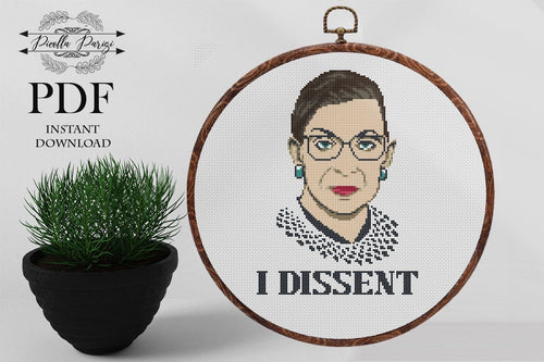 Ruth Bader Ginsburg Cross Stitch Pattern, Female Cross Stitch, Quotes Pattern, Subversive Cross stitch pattern,  PDF Download