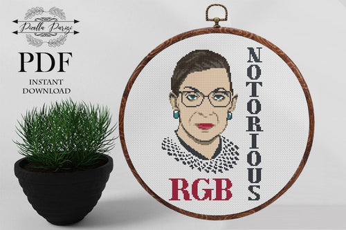 Ruth Bader Ginsburg Cross Stitch Pattern, Female Cross Stitch, Quotes Pattern, Subversive Cross stitch pattern,  PDF Download