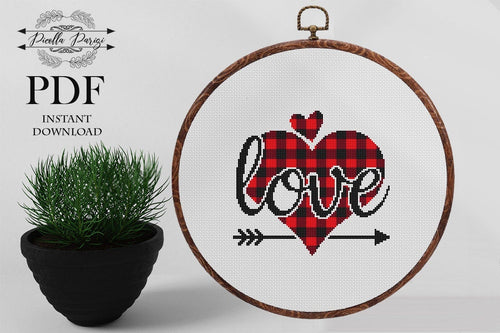 Valentines day Cross Stitch Pattern, Love cross stitch pattern, Heart cross stitch pattern, Gnomes cross stitch pattern