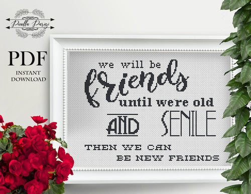 We will be friends, Funny counted cross stitch, instant download PDF pattern, embroidery design, pillow xstitch chart