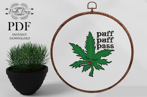 Weed cross stitch pattern, Funny cross stitch pattern, Cannabis cross stitch pattern, Smoking cross stitch